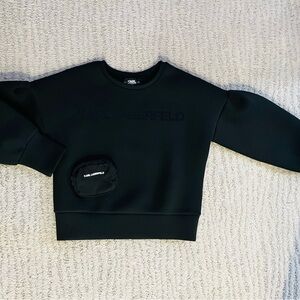 KARL LAGERFELD Girl Black Pullover Scuba Sweater 12
